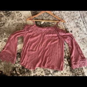 Off the shoulder pink blouse